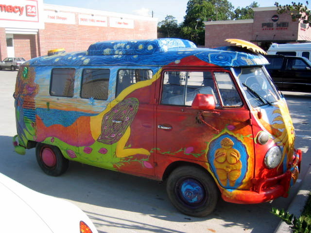 photo of a psychedelic Volkswagen bus from 1967