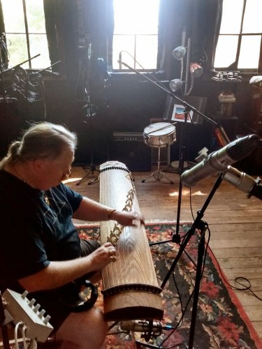 photo of Jim playing koto in the recording studio